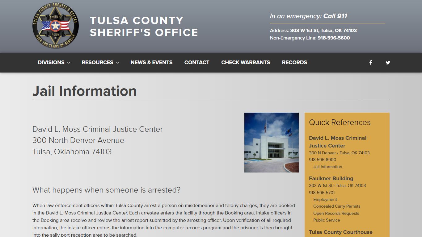 Jail Information - Tulsa County Sheriff's Office